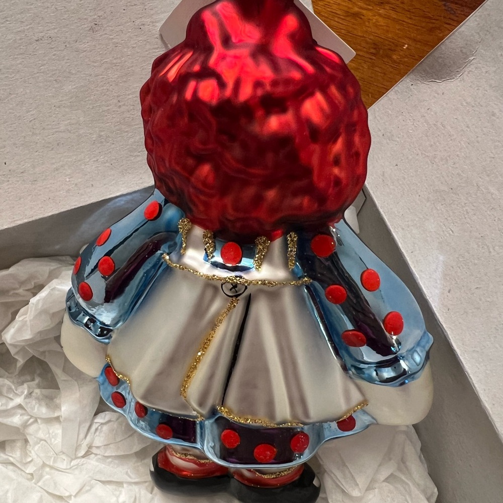 Vintage Raggedy Ann glass ornament